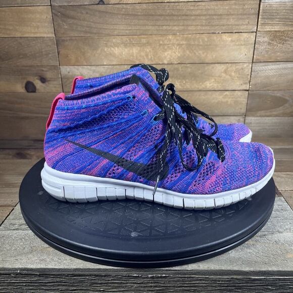 Nike Free Flyknit Chukka Women's Size 6.5 Running Shoes Hyper Pink Blue - Picture 1 of 10